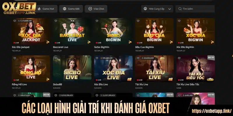 Tổng hợp các loại hình giải trí khi đánh giá Oxbet